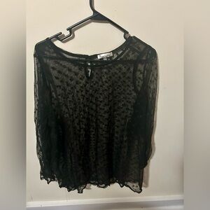 Love more brand black mesh long sleeve blouse with stars (2XL)